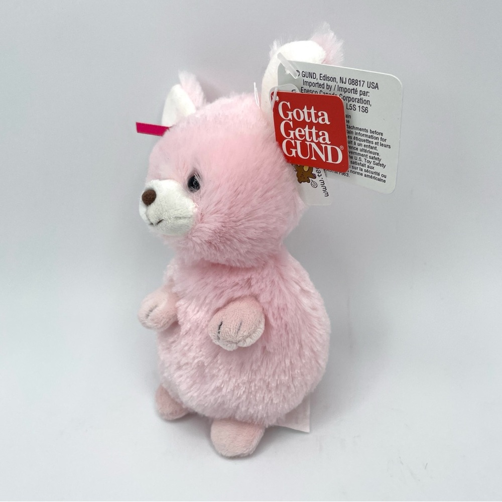 Gund Enesco Pink Bunny Red Bow Soft Plush Toy